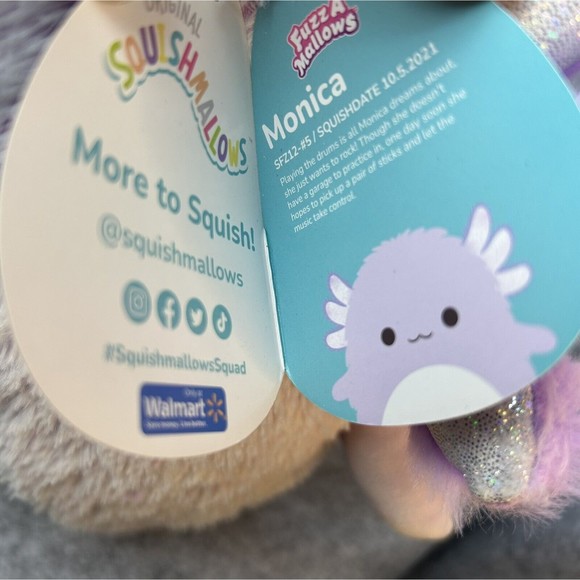 Squishmallow 12" Monica Axolotl Soft Purple FuzzAmallow Sea Life Plush Fuzzy - Picture 6 of 11